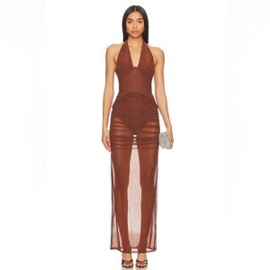 Carolina Midi Dress in Brown Camila Coelho Small